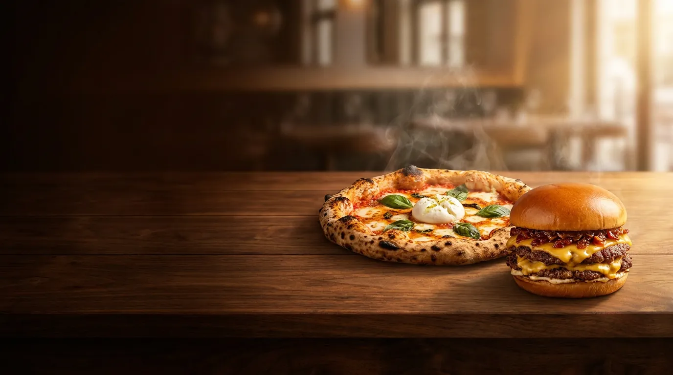 Premium-Essen — Pizza und Burger